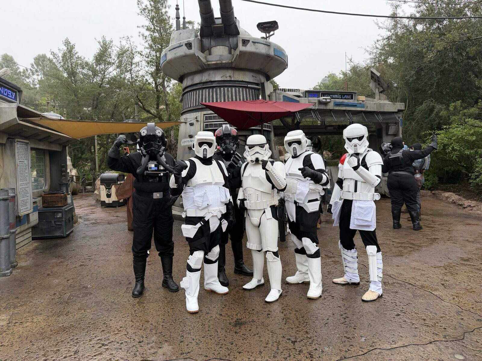 Garrison troopers visiting Galaxy's Edge